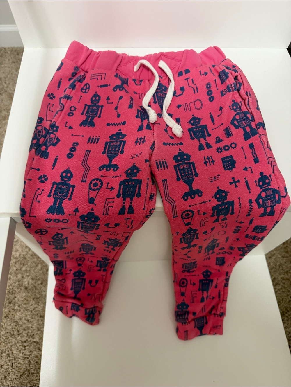Kids Pink Robot Print Casual Joggers